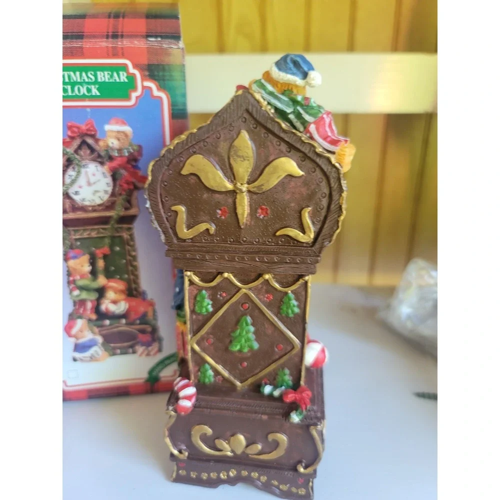 Vintage Wooden Christmas Bear Clock Decoration‎